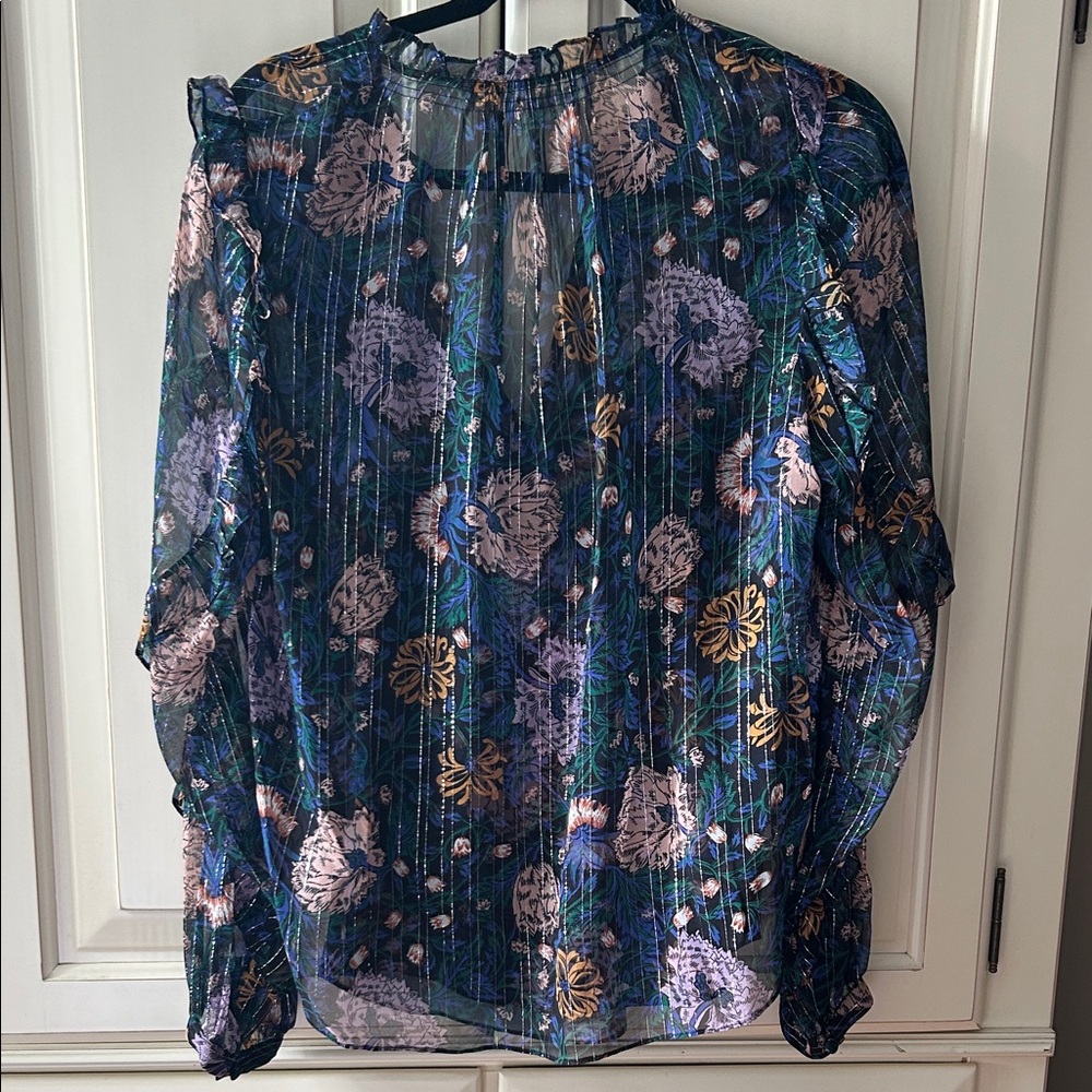 Veronica Beard Multicolor Sheer Floral Blouse - Picture 5 of 5